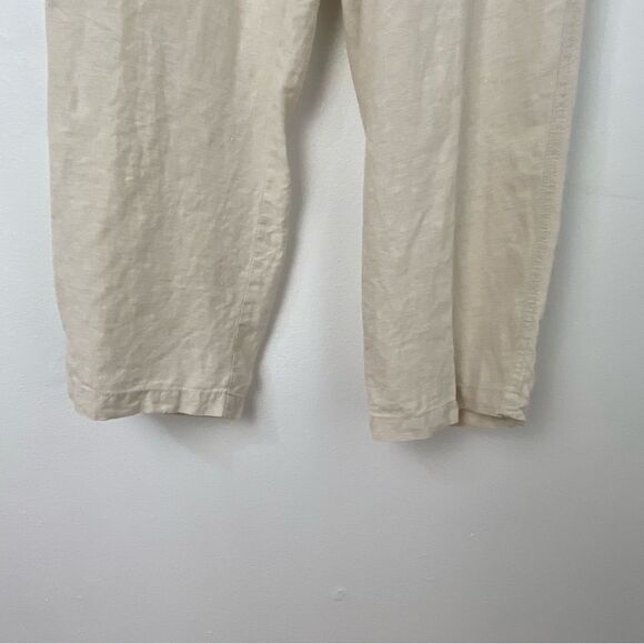Caribbean Men’s 38 Linen Cargo Trousers Cream Relaxed Vacation Resort Cruise - Picture 7 of 14